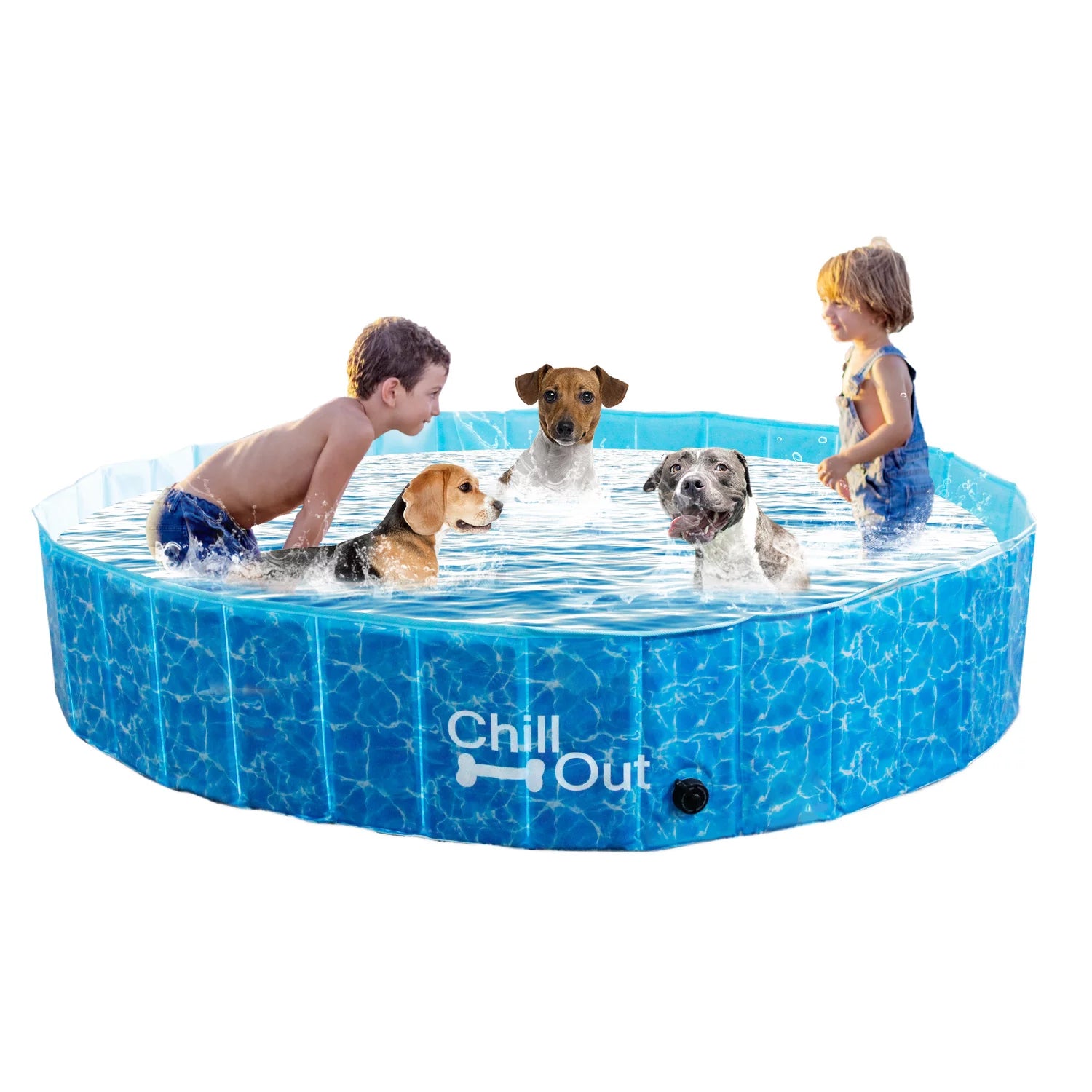 AFP Foldable Dog Swim Pool: Pet & Kids Paddling Pool with Repair Kit