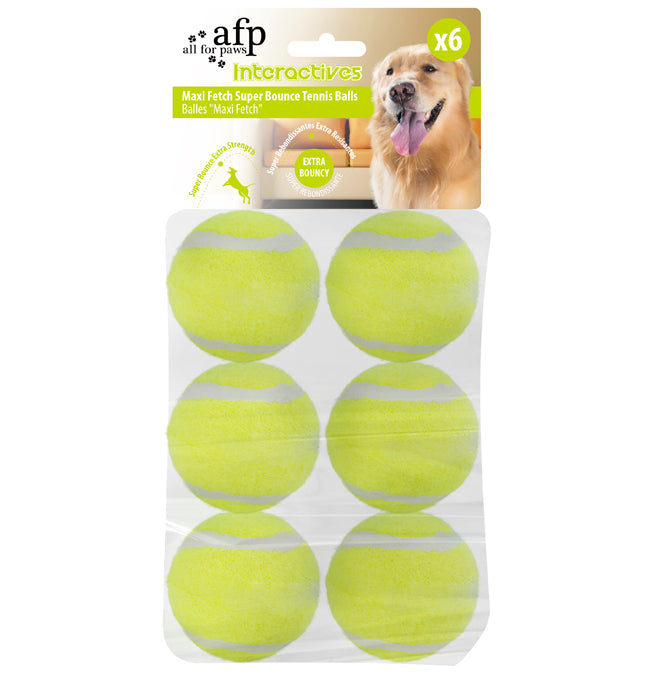 All For Paws Hyper Fetch (Maxi) Super Bounce Tennis Ball Interactive Dog Toy | Pack of 6