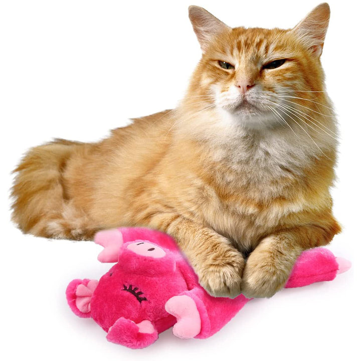All For Paws Snoring Cuddler (Pig) Purr Sound Calming Plush Cat Toy
