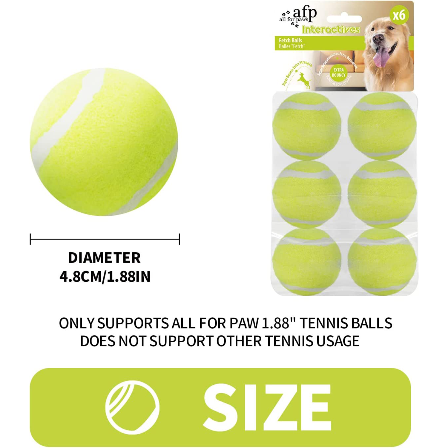 AFP 2 Inch Tennis Ball Dog Toy Pack Of 6 afp-2-inch-tennis-ball-dog-toy-pack-of-6