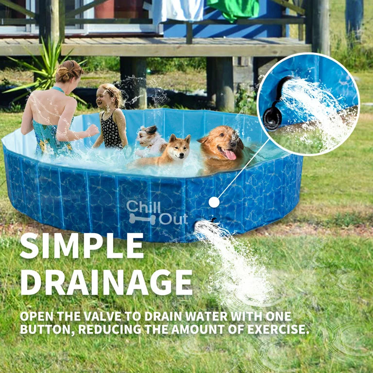 AFP Foldable Dog Swim Pool: Pet & Kids Paddling Pool with Repair Kit