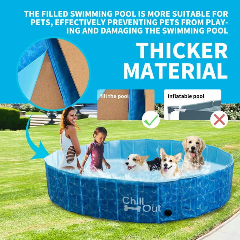 AFP Foldable Dog Swim Pool: Pet & Kids Paddling Pool with Repair Kit