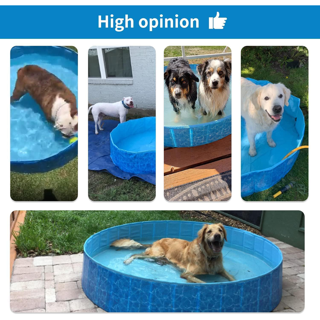 AFP Foldable Dog Swim Pool: Pet & Kids Paddling Pool with Repair Kit
