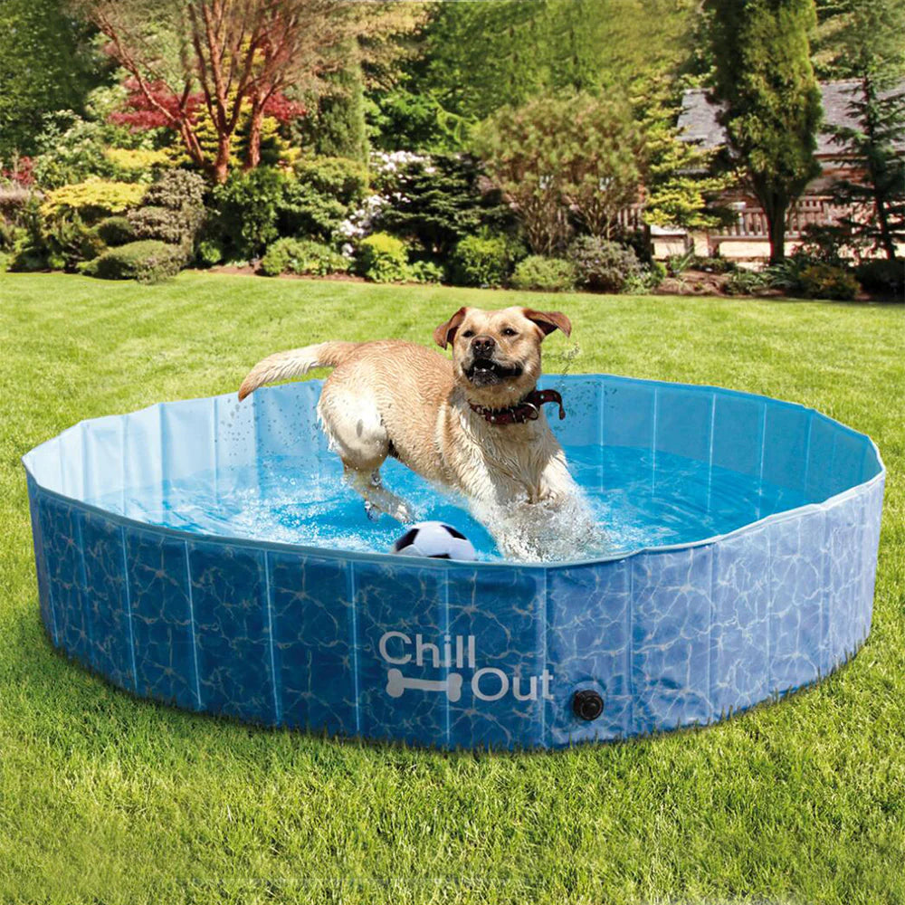 AFP Foldable Dog Swim Pool: Pet & Kids Paddling Pool with Repair Kit