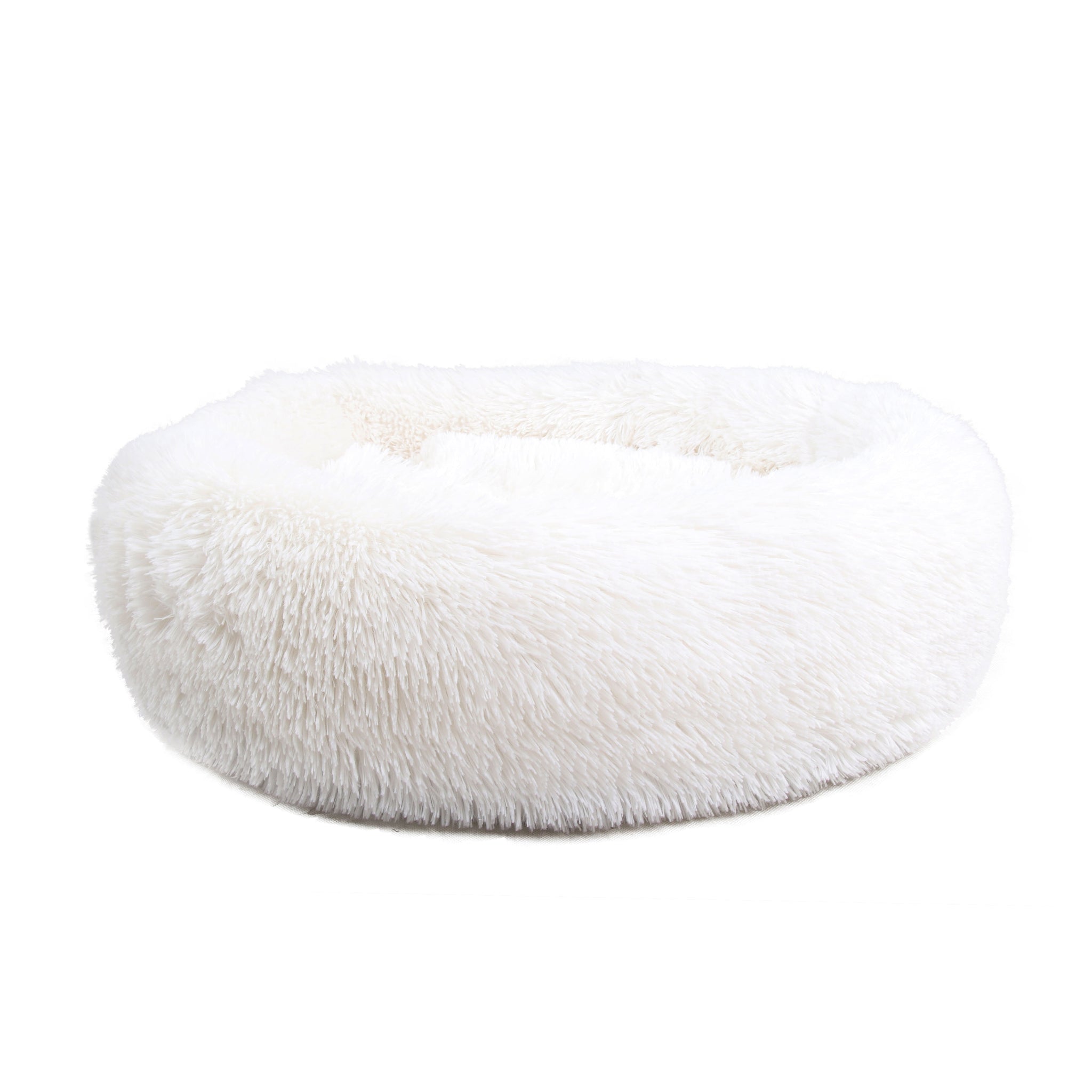 PetPrime Soft Round Dog Bed Circle Fluffy Warm Washable Bed (White) For Pet