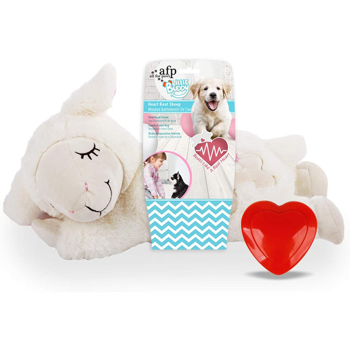 All For Paws Heart Beat Sheep Behavioral Aid Plush Dog Toy | White