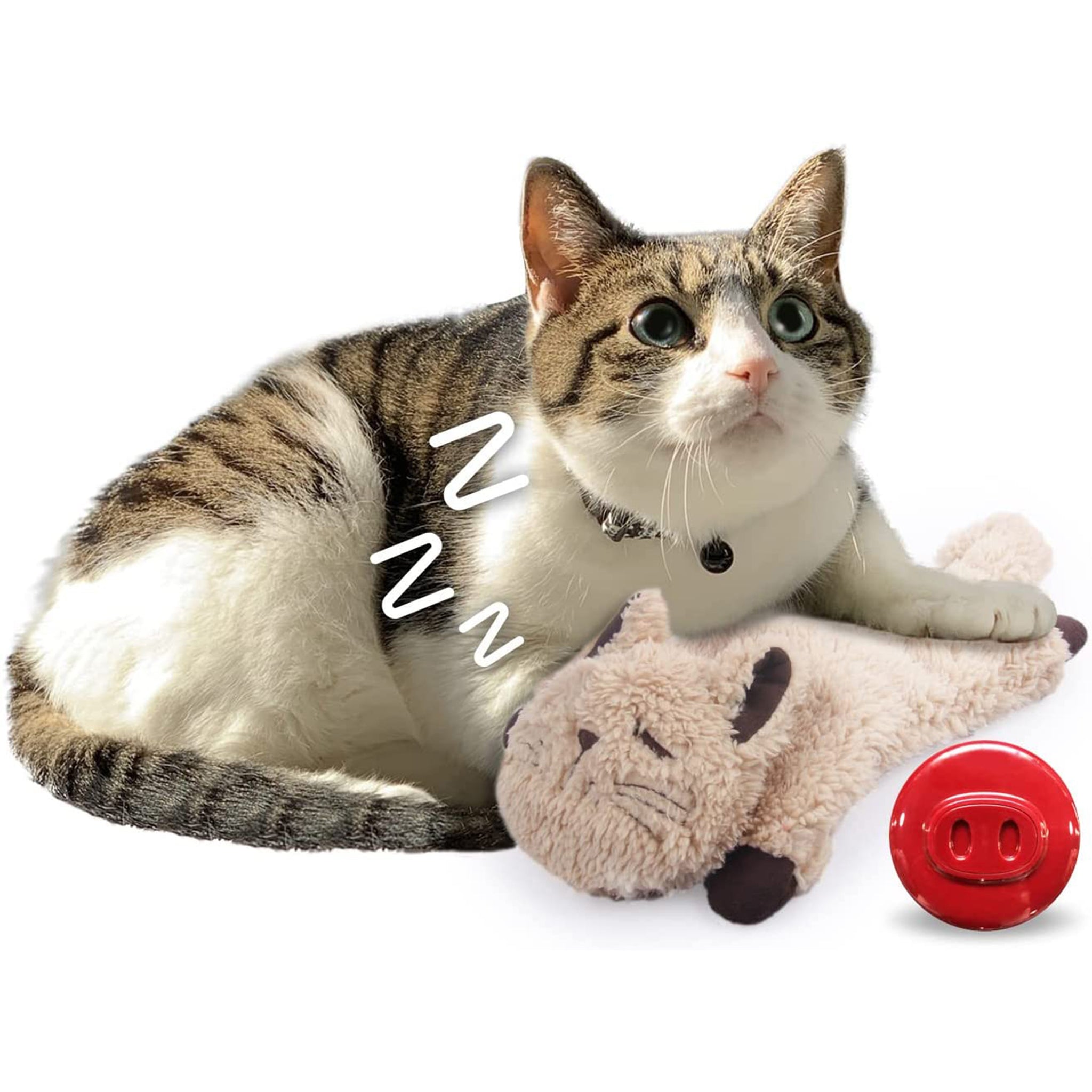 All For Paws Snoring Cuddler (Cat) Purr Sound Calming Plush Cat Toy