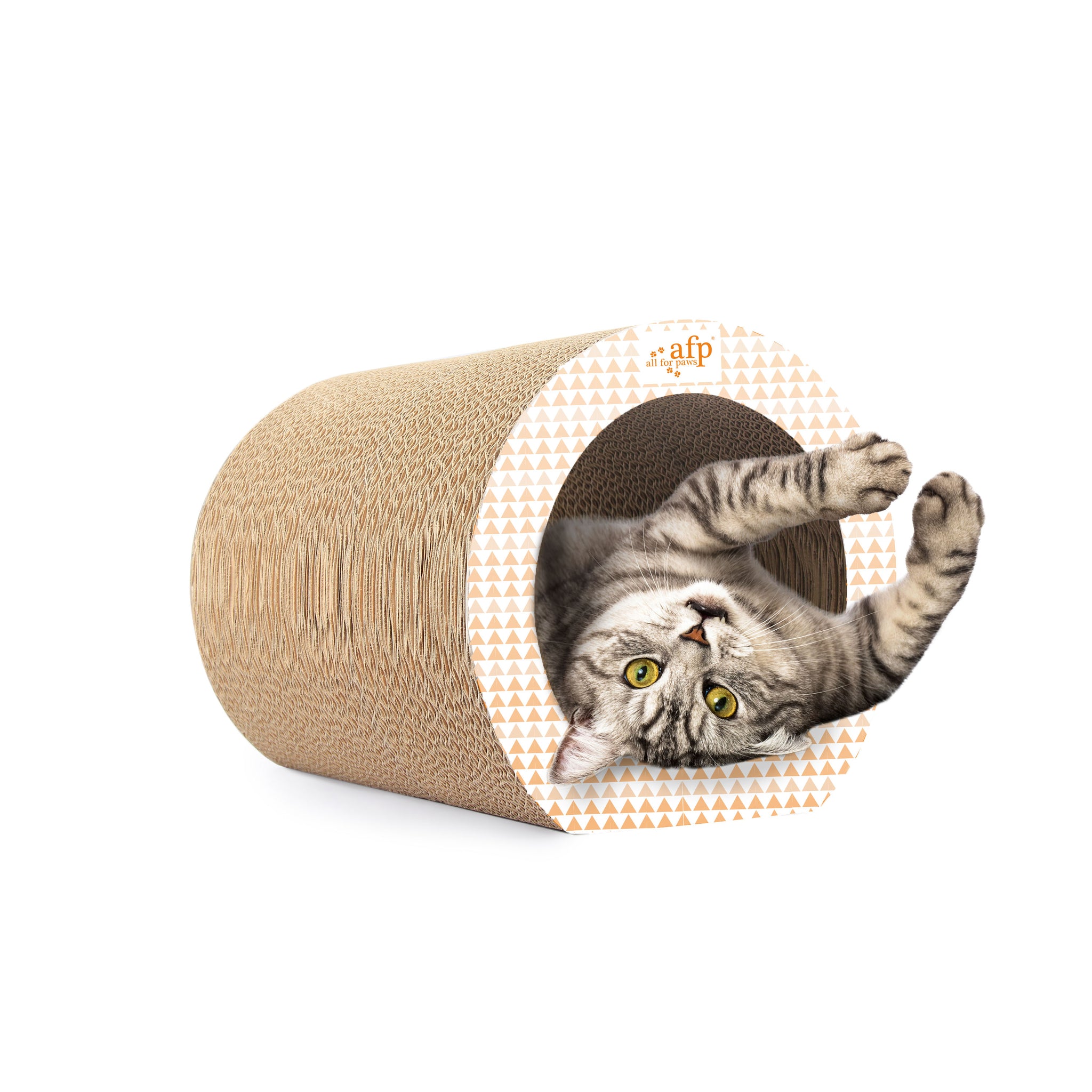 All For Paws Cat Cave Cardboard Scratcher Tunnel Shape Scratching Post Cat Toy