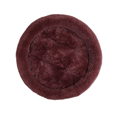 PetPrime Soft Round Dog Bed Circle Fluffy Warm Washable Bed (Brown) For Pet