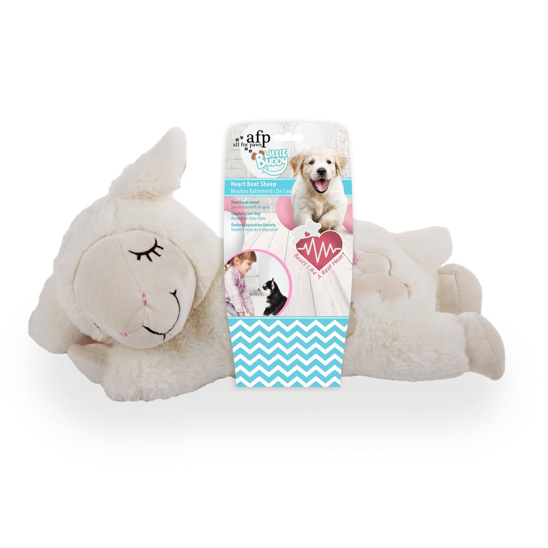 All For Paws Heart Beat Sheep Behavioral Aid Plush Dog Toy | White