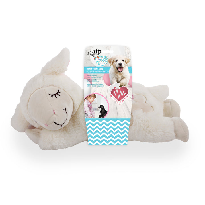 All For Paws Heart Beat Sheep Behavioral Aid Plush Dog Toy | White