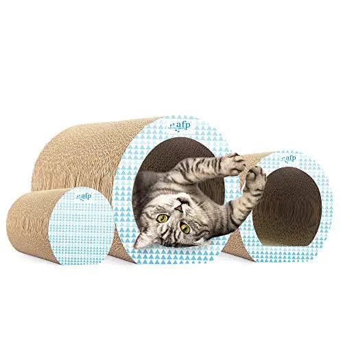 All For Paws Tunnel Cat Scratcher 3 in 1 Cat Cave Scratcher Cardboard Cat Toy