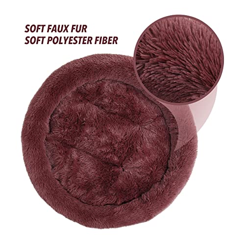 PetPrime Soft Round Dog Bed Circle Fluffy Warm Washable Bed (Brown) For Pet