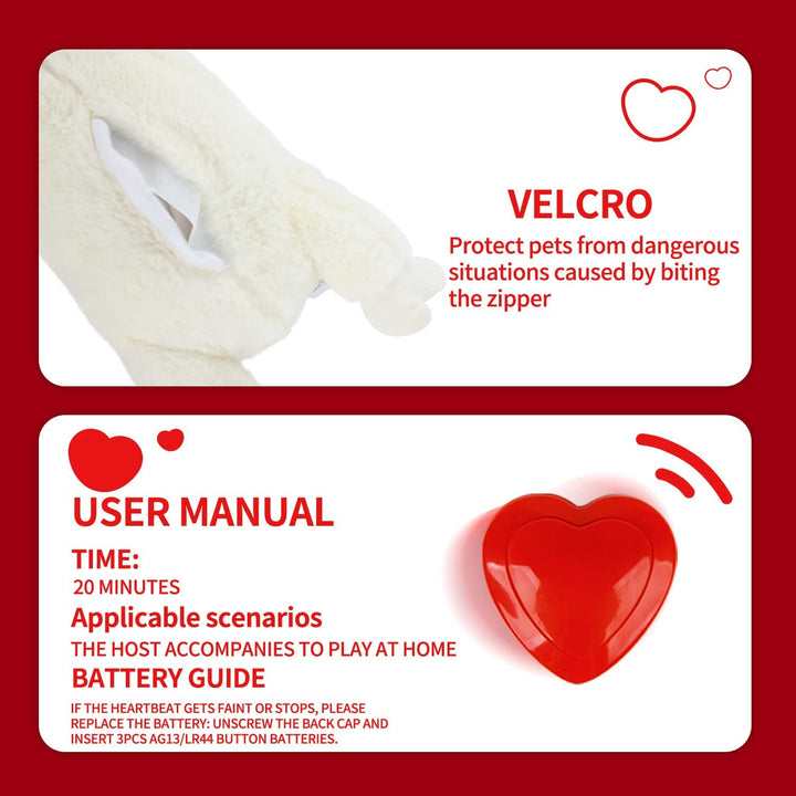 All For Paws Heart Beat Sheep Behavioral Aid Plush Dog Toy | White