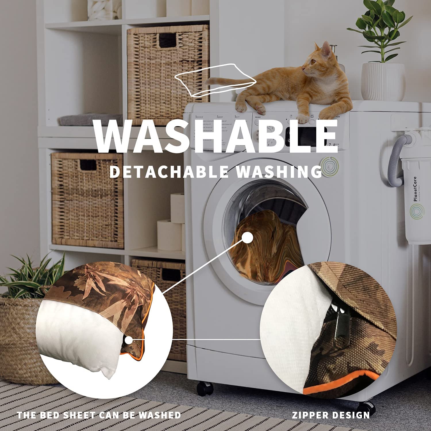 All For Paws Machine Washable Dog Bed (Brown) Crate Mat Pet Cushion With Removable Cover