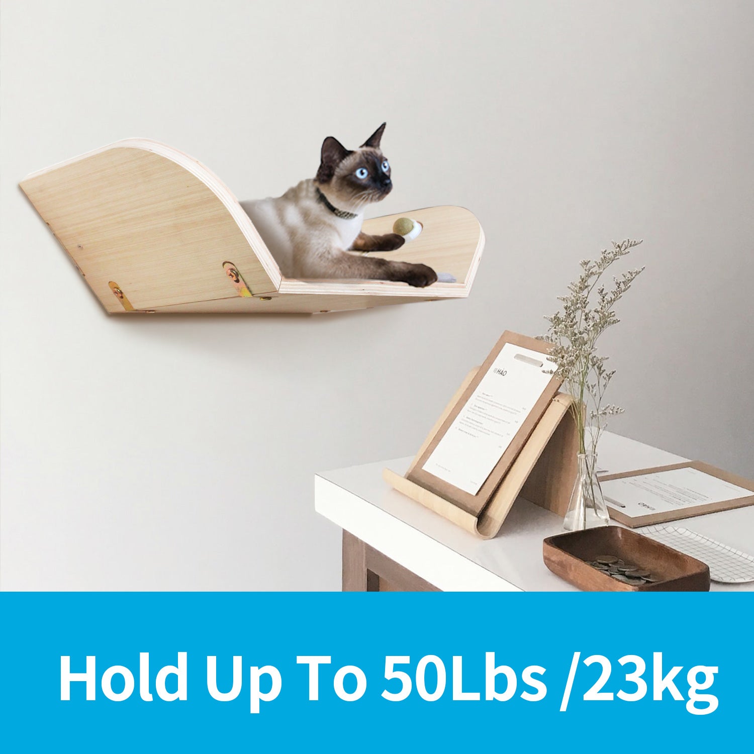 All For Paws Skywalk Wall-Mounted Cat Scratcher Bed with Catnip Ball