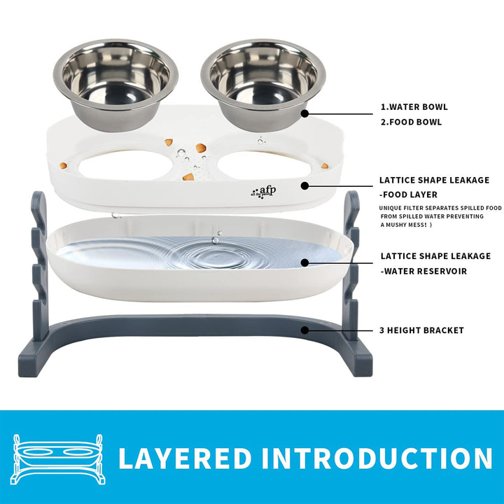 All For Paws 3 In 1 Elevated Double Diner Dog & Cat Bowls
