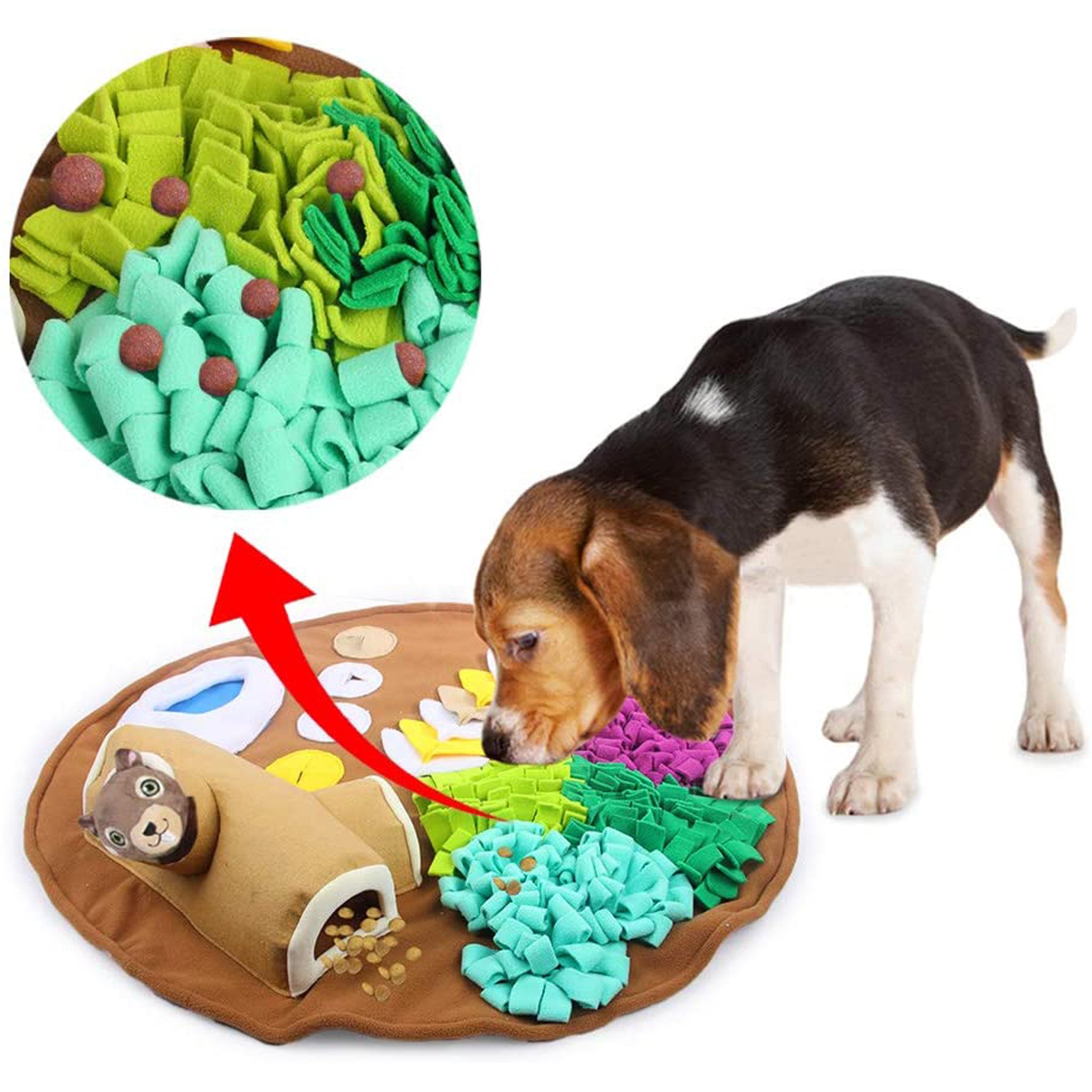 All For Paws Dog Snuffle & Nosework Training Feeding Mat with Squirrel Toy